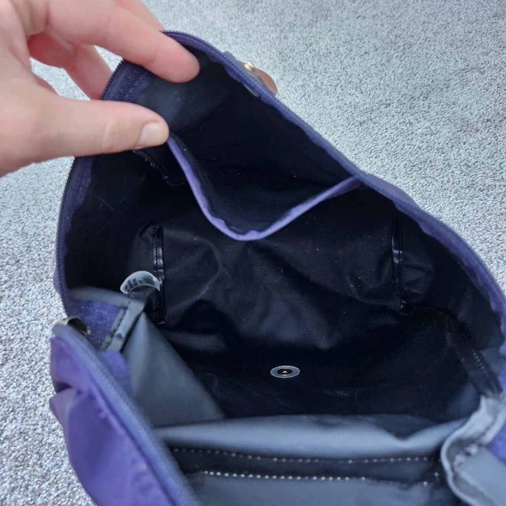 Longchamp Le Pliage Nylon Foldable Original Backpack Purple Brown 1011667